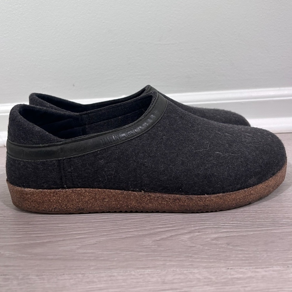 Haflinger Grizzly Charcoal Gray Wool Clogs Mens EU 44 US 11 Cork Midsole Germany